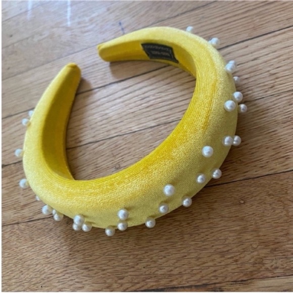 Yellow Headband with Pearls Pearl Headband - Picture 4 of 7